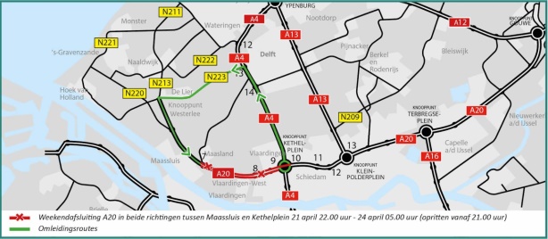 230413 Omleidingenkaartje weekendafsluiting A20 21-24 april